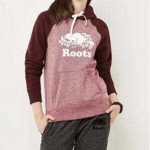 Roots Classic Kanga Pullover Hoodie with Pockets - Medium in Burgundy
